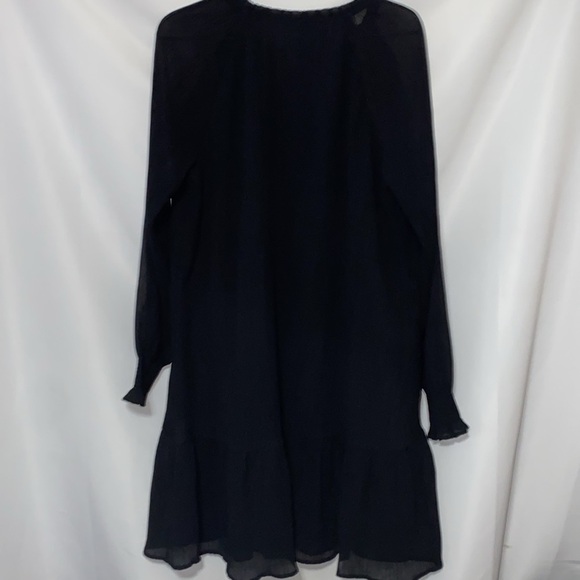 LOFT WO SIZE LG Black Cocktail Dress with Bishop Sleeves and Crew Neck pleated - Picture 10 of 14
